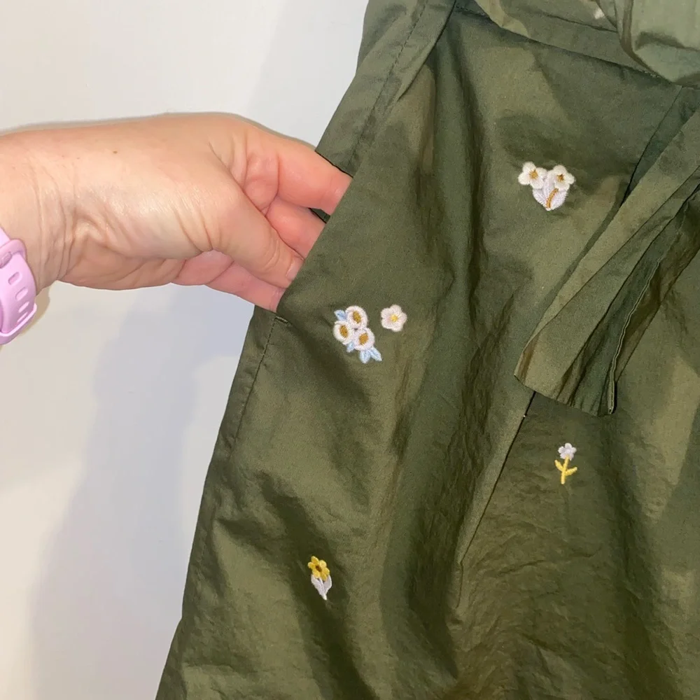 🍃 J.Crew Floral Embroidered Tie-Waist Skirt – Size 2